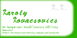 karoly kovacsovics business card